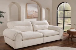 4-Sitzer Sofa SIXTH SENSE 245cm beige Bouclé-Strickstoff mit Nosagfederung und Daunenfedern