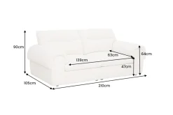 3-Sitzer Sofa SIXTH SENSE 210cm beige Bouclé-Strickstoff mit Nosagfederung und Daunenfedern