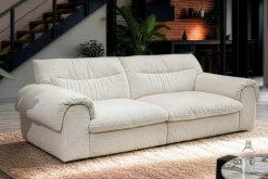 3-Sitzer Sofa SIXTH SENSE 210cm beige Bouclé-Strickstoff mit Nosagfederung und Daunenfedern