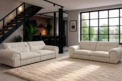 3-Sitzer Sofa SIXTH SENSE 210cm beige Bouclé-Strickstoff mit Nosagfederung und Daunenfedern