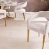 Skandinavischer Stuhl BOUTIQUE beige Strukturstoff brushed champagner gold Metall