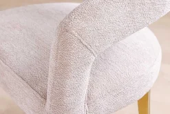 Skandinavischer Stuhl BOUTIQUE beige Strukturstoff brushed champagner gold Metall