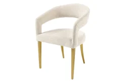 Skandinavischer Stuhl BOUTIQUE beige Strukturstoff brushed champagner gold Metall