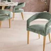 Skandinavischer Stuhl BOUTIQUE grün Strukturstoff brushed champagner gold Metall