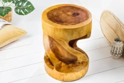 Skulp­tu­raler Beistelltisch ARTE 35cm natur Suarholz rund handmade in Bali Sitzhocker