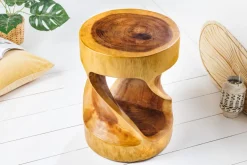 Skulp­tu­raler Beistelltisch ARTE 35cm natur Suarholz rund handmade in Bali Sitzhocker