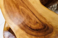 Skulp­tu­raler Beistelltisch ARTE 35cm natur Suarholz rund handmade in Bali Sitzhocker