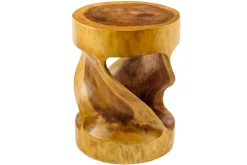Skulp­tu­raler Beistelltisch ARTE 35cm natur Suarholz rund handmade in Bali Sitzhocker