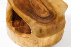 Skulp­tu­raler Beistelltisch ARTE 35cm natur Suarholz rund handmade in Bali Sitzhocker