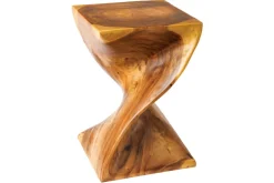 Skulp­tu­raler Beistelltisch HELIX 30cm natur Suarholz handmade in Bali Sitzhocker