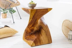 Skulp­tu­raler Beistelltisch HELIX 30cm natur Suarholz handmade in Bali Sitzhocker