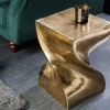 Skulp­tu­raler Beistelltisch TWIST 45cm gold Aluminium handmade Sitzhocker Nachttisch