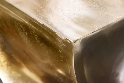 Skulp­tu­raler Beistelltisch TWIST 45cm gold Aluminium handmade Sitzhocker Nachttisch