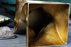 Skulp­tu­raler Beistelltisch TWIST 45cm gold Aluminium handmade Sitzhocker Nachttisch