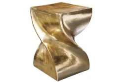 Skulp­tu­raler Beistelltisch TWIST 45cm gold Aluminium handmade Sitzhocker Nachttisch