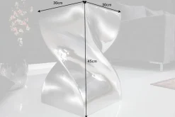 Skulpturaler Beistelltisch TWIST 45cm silber Aluminium poliert Sitzhocker Modern Design