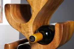 Skulp­tu­rales Weinregal ARTE 100cm natur Suarholz handmade in Bali Flaschenhalter