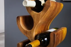 Skulp­tu­rales Weinregal ARTE 100cm natur Suarholz handmade in Bali Flaschenhalter