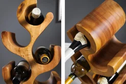 Skulp­tu­rales Weinregal ARTE 100cm natur Suarholz handmade in Bali Flaschenhalter