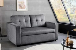 Sofa mit Schlaffunktion SMART 140cm grau hochwertiger Vogue Seiden Samtstoff
