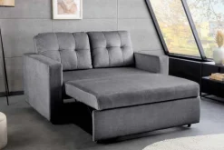 Sofa mit Schlaffunktion SMART 140cm grau hochwertiger Vogue Seiden Samtstoff