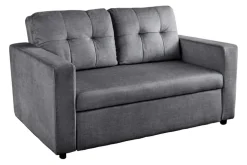 Sofa mit Schlaffunktion SMART 140cm grau hochwertiger Vogue Seiden Samtstoff