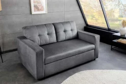 Sofa mit Schlaffunktion SMART 140cm grau hochwertiger Vogue Seiden Samtstoff