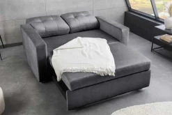 Sofa mit Schlaffunktion SMART 140cm grau hochwertiger Vogue Seiden Samtstoff