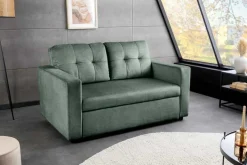 Sofa mit Schlaffunktion SMART moosgrün hochwertiger Vogue Seiden Samtstoff