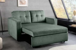 Sofa mit Schlaffunktion SMART moosgrün hochwertiger Vogue Seiden Samtstoff