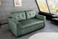 Sofa mit Schlaffunktion SMART moosgrün hochwertiger Vogue Seiden Samtstoff