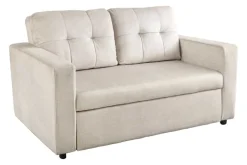 Sofa mit Schlaffunktion SMART 140cm champagner beige hochwertiger Vogue Seiden Samtstoff