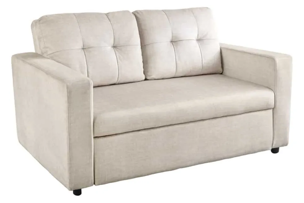 Sofa mit Schlaffunktion SMART 140cm champagner beige hochwertiger Vogue Seiden Samtstoff
