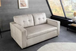 Sofa mit Schlaffunktion SMART 140cm champagner beige hochwertiger Vogue Seiden Samtstoff