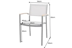 Stapelbarer Gartenstuhl RIO anthrazit grau natur Aluminium Massivholz wetterfest
