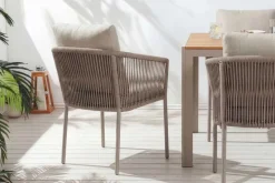 Stapelbarer Stuhl ROPE greige Aluminium Gartensessel inkl. Kissen In- und Outdoor