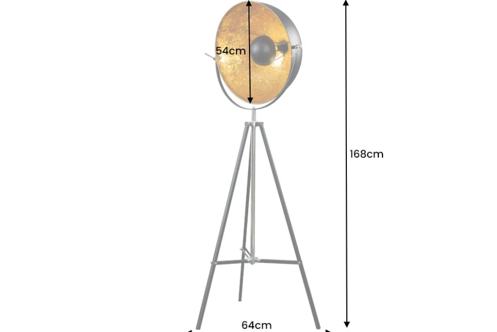 Stehlampe BIG STUDIO 170cm schwarz Blattgold-Optik Industrial Design
