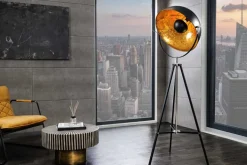Stehlampe BIG STUDIO 170cm schwarz Blattgold-Optik Industrial Design