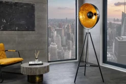 Stehlampe BIG STUDIO 170cm schwarz Blattgold-Optik Industrial Design