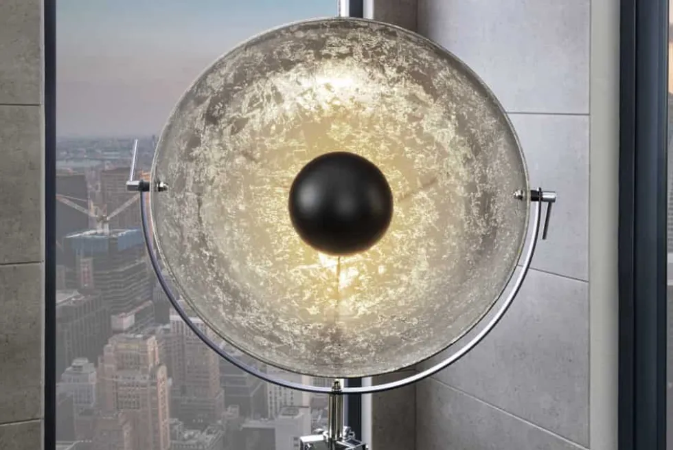 Stehlampe BIG STUDIO 170cm schwarz Blattsilber-Optik Industrial Design