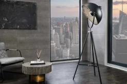 Stehlampe BIG STUDIO 170cm schwarz Blattsilber-Optik Industrial Design