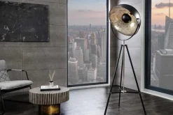 Stehlampe BIG STUDIO 170cm schwarz Blattsilber-Optik Industrial Design