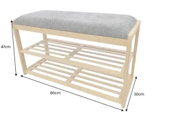 Stilvolle Schuhbank ZEN-BO 80cm natur beige Bambus Regal Sitzbank mit Stauraum