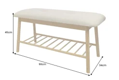 Stilvolle Schuhbank ZEN-BO 90cm natur grau Bambus Regal Sitzbank mit Stauraum