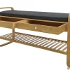 Stilvolle Schuhbank ZEN-BO 100cm natur grau Bambus Regal Sitzbank mit Schubladen