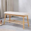 Stilvolle Schuhbank ZEN-BO 90cm natur beige Bambus Regal Sitzbank mit Stauraum