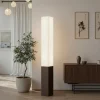 Stilvolle Stehlampe PARIS CLASSIC 160cm weißer Stoffschirm dunkelbrauner Fuß