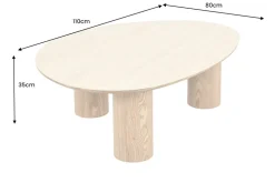 Stilvoller Couchtisch ORGANIKO 110cm natur Eiche Travertin Keramik