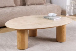 Stilvoller Couchtisch ORGANIKO 110cm natur Eiche Travertin Keramik