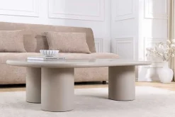 Stilvoller Couchtisch ORGANIKO 130cm cement greige organische Form